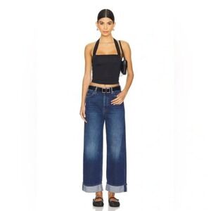MOTHER The Spitfire Nerdy Cuff Jeans‎ High Rise Wide Leg Blue 25